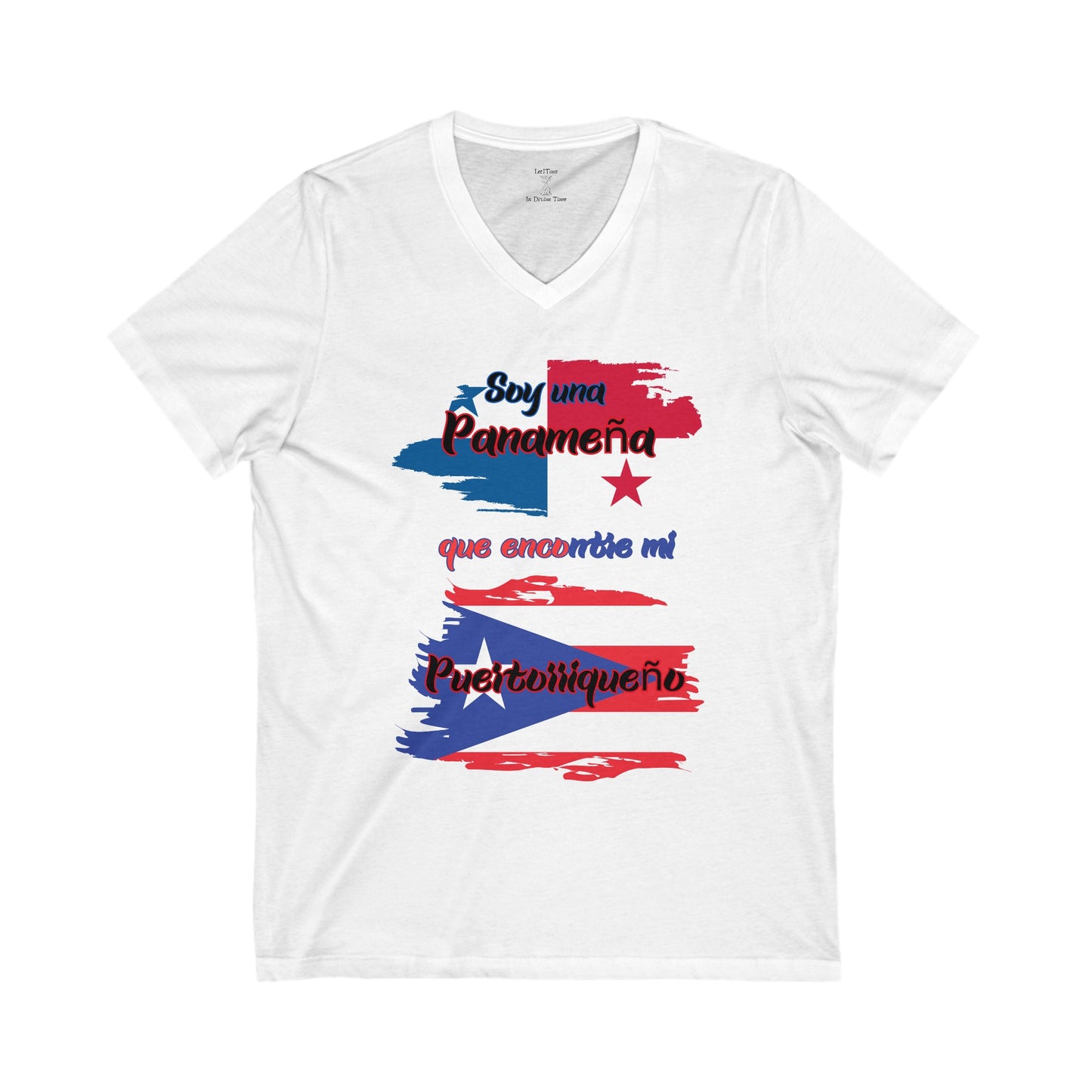 Soy una Panameña que encontré mi Puertorriqueño Short Sleeve V-Neck Tee